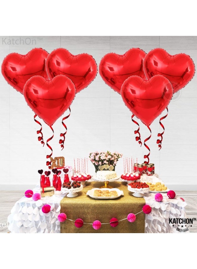 مجموعة بالونات فويل على شكل قلب أحمر – عبوة من 6 قطع | تدعم الهيليوم | طقم بالونات حب رومانسية | بالونات قلب حمراء لتزيين حفلات الزفاف، ذكرى الزواج، يوم الفالنتاين، عروض الزواج، حفلات ما قبل الزفاف، وحفلات أعياد الميلاد. - Image 2